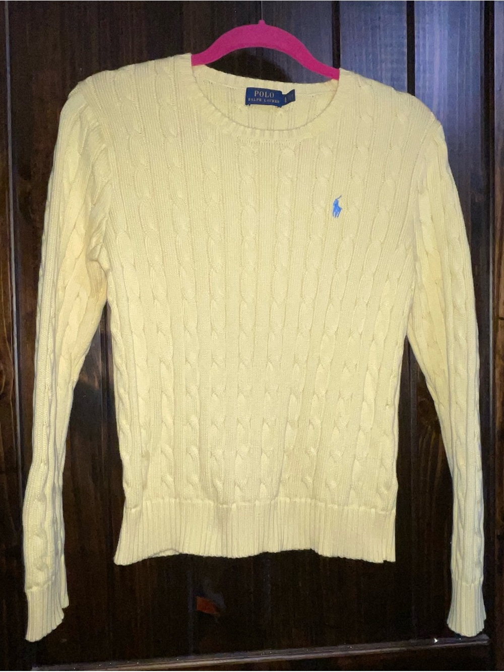 Polo by Ralph Lauren Women's Cable Crewneck Sweater in Pale Yellow